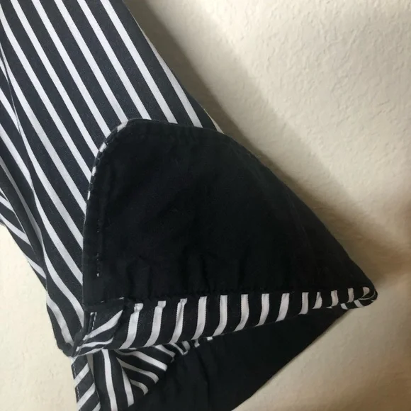 LAUREN RALPH LAUREN Striped Button-Down Shirt Black White 100% Cotton Size: 16 W - Picture 7 of 16